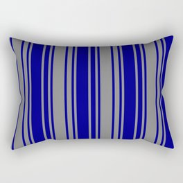 [ Thumbnail: Blue & Grey Colored Stripes/Lines Pattern Rectangular Pillow ]