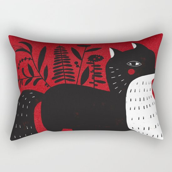 BLACK & WHITE FOX Rectangular Pillow