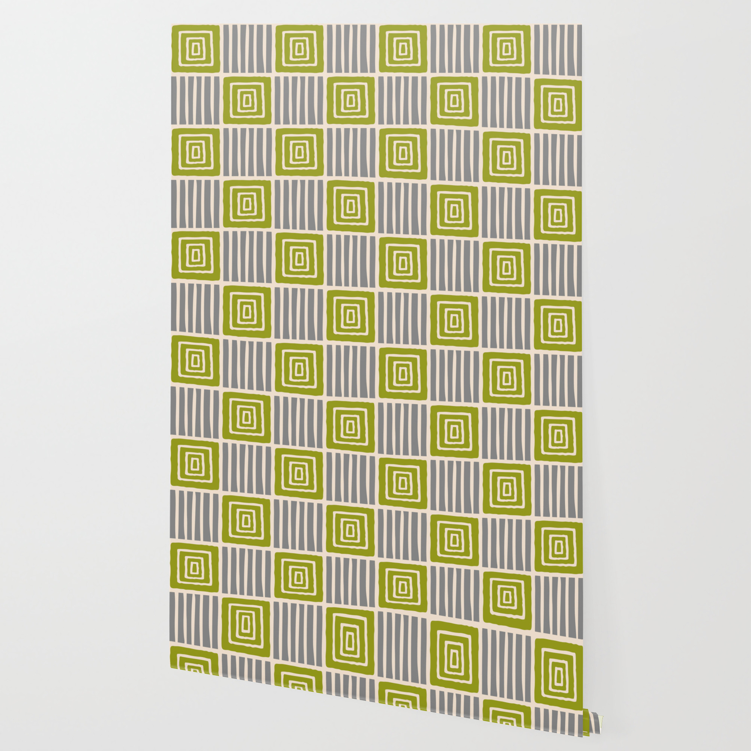 Retro Mid Century Modern Check Pattern 744 Olive And Gray