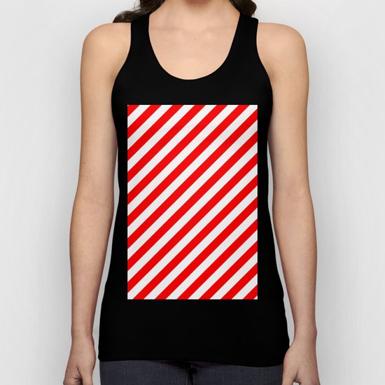 Diagonal Stripes (Red/White) Unisex Tank Top