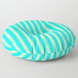 [ Thumbnail: Aqua and Pale Goldenrod Colored Lined Pattern Floor Pillow ]