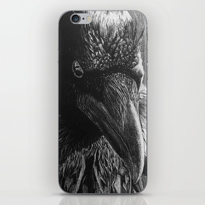 White Pencil Raven Drawing iPhone Skin