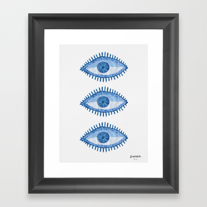 Embroidered evil Eyes Framed Art Print