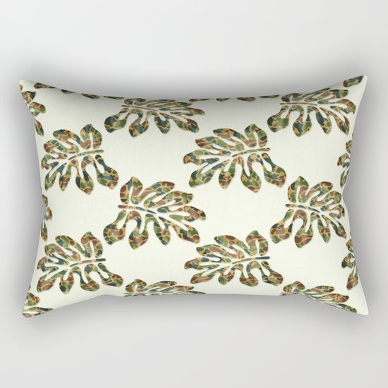 Camouflage Tropical Leaves Rectangular Pillow