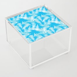 Turquoise And White Fern Leaf Pattern Acrylic Box