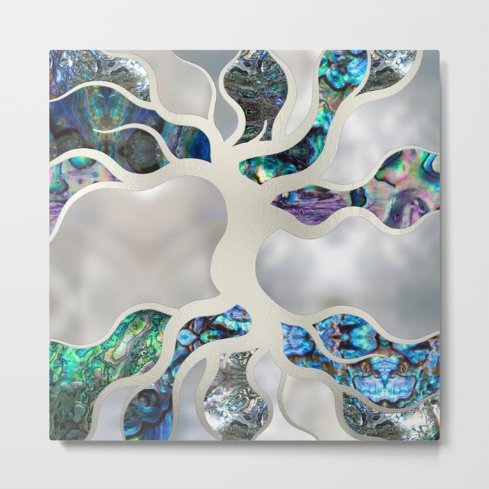 Tree of life - Abalone Shell and Pearl Metal Print