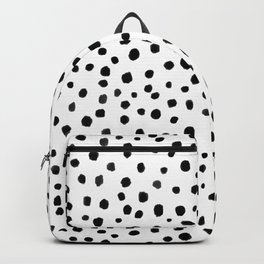 Modern Polka Dot Hand Painted Pattern Backpack | Watercolor, Handpainted, Spots, Polkatodots, Acrylic, Geometric, Polka Dotdecor, Irregular, Blackonwhite, Dots 