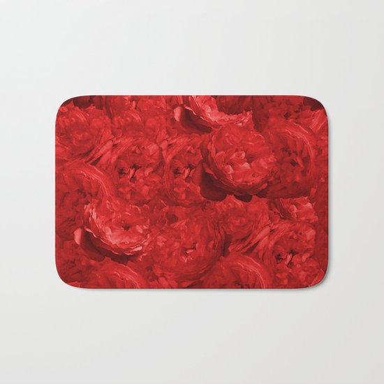 Bed of fire red roses - Rose floral Flowers Bath Mat