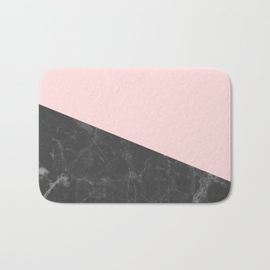 Marble Geometric Blush Pink Gray Black Bath Mat