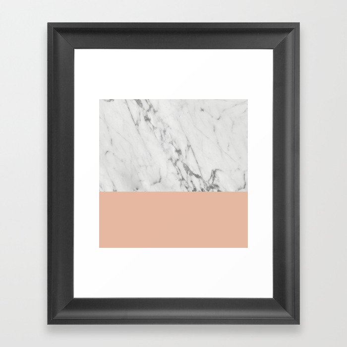 Marble and Blush Pink Framed Art Print