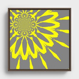 The Modern Flower Gray and Yellow Framed Canvas