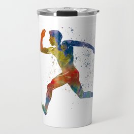 athlete runner in watercolor Travel Mug