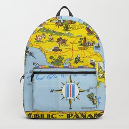 Vintage Map Print - 1955 Pictorial Map of the Republic of Panama and the Canal Zone Backpack