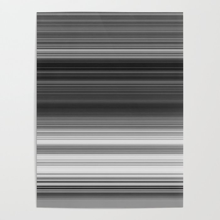 Black White Gray Thin Stripes Poster