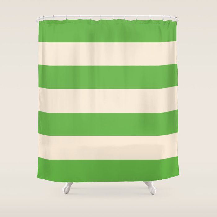Antique White And Apple Green Stripes Shower Curtain By Antique White And Apple Green Stripes Shower Curtain