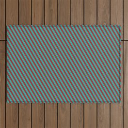 [ Thumbnail: Light Sea Green & Brown Colored Lined/Striped Pattern Outdoor Rug ]