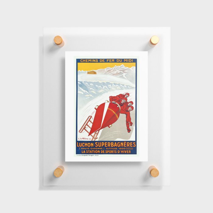 1922 FRANCE Winter Sports Resort Travel Poster Floating Acrylic Print