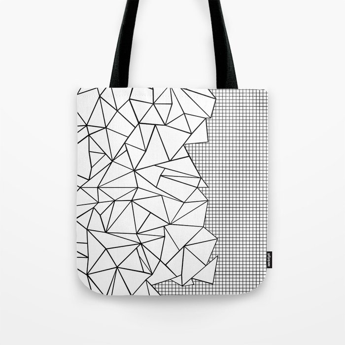 Abstraction Outline Grid on Side White Tote Bag by Emeline | Society6