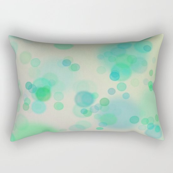 Painterly Blue and Green Circle Abstract Rectangular Pillow