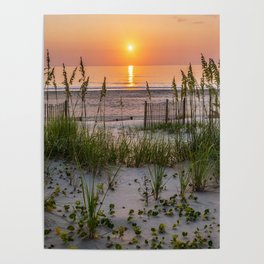 Beach Sunrise Ocean Waves Outer Banks North Carolina Grass Print Poster