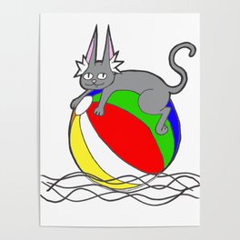 Beachball Cat Poster