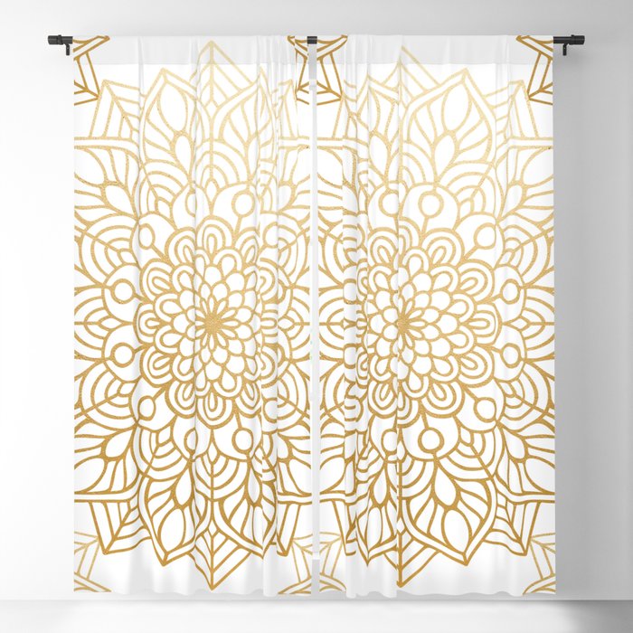 Beautiful White & Gold Mandala Pattern Blackout Curtain