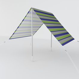Midnight Blue, Grey & Green Colored Lines/Stripes Pattern Sun Shade