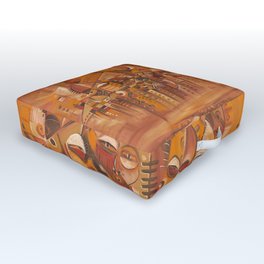 Home Sweet Home surreal African painting Outdoor Floor Cushion