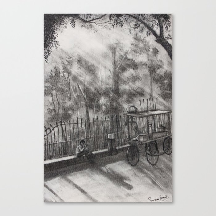 Sunrays Morning Tea Charcoal Painting Charcoal Sketch Charcoal