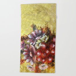 Flowers on Terracotta Plate Beach Towel