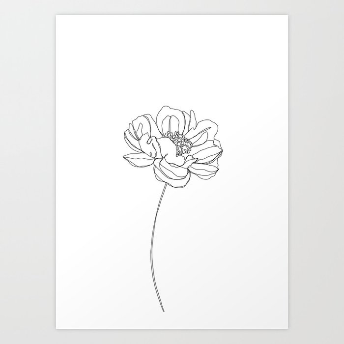 Single Flower Line Drawing Hazel Art Print By Thecolourstudy Society6