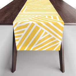 Sketchy Abstract (White & Light Orange Pattern) Table Runner
