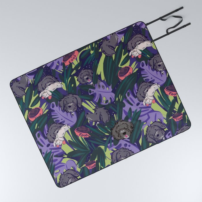Tropical Dog Pattern Picnic Blanket