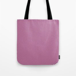 [ Thumbnail: Tan and Purple Colored Striped Pattern Tote Bag ]