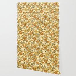 70s Retro Warm color floral pattern, boho, hippie, vintage, groovy, yellow, orange, rust Wallpaper