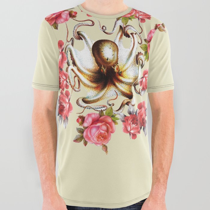 Octopus & Roses All Over Graphic Tee