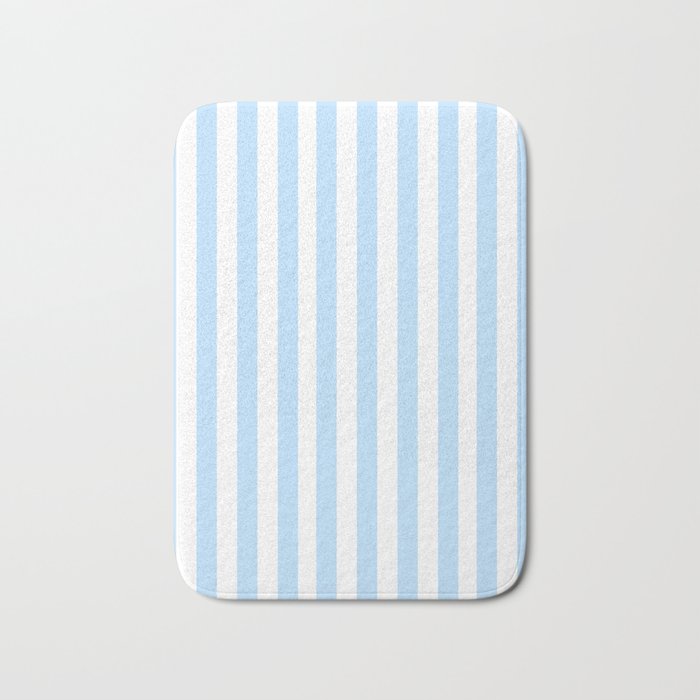 blue and white striped bath mat