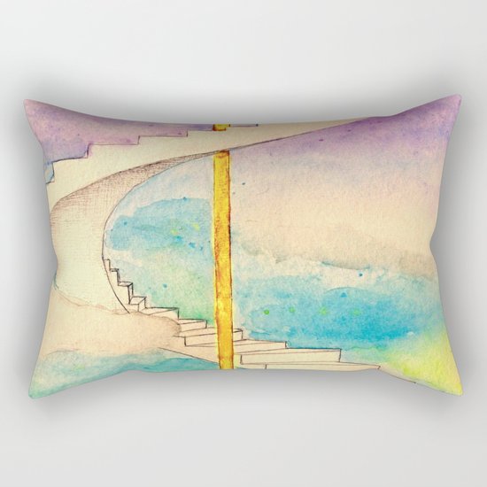 Fantasy Stairs Watercolor Rectangular Pillow