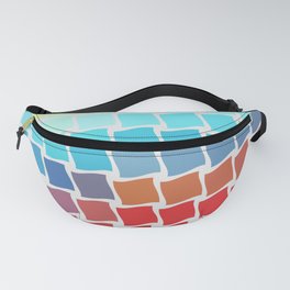Red to Blue to Yellow Pastel Twisted Tiles Grid Pattern Design Fanny Pack