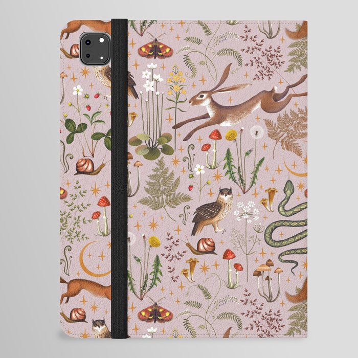 Enchanted Magical Midnight Forest Animals Blush III iPad Folio Case