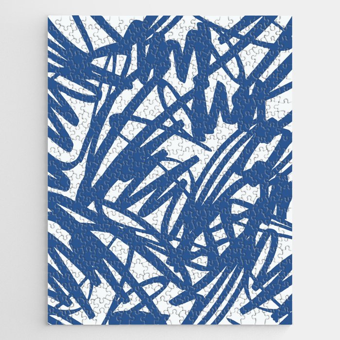 scribble navy blue pattern Jigsaw Puzzle