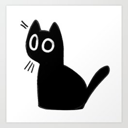 Slightly Emotional Black Cat Art Print
