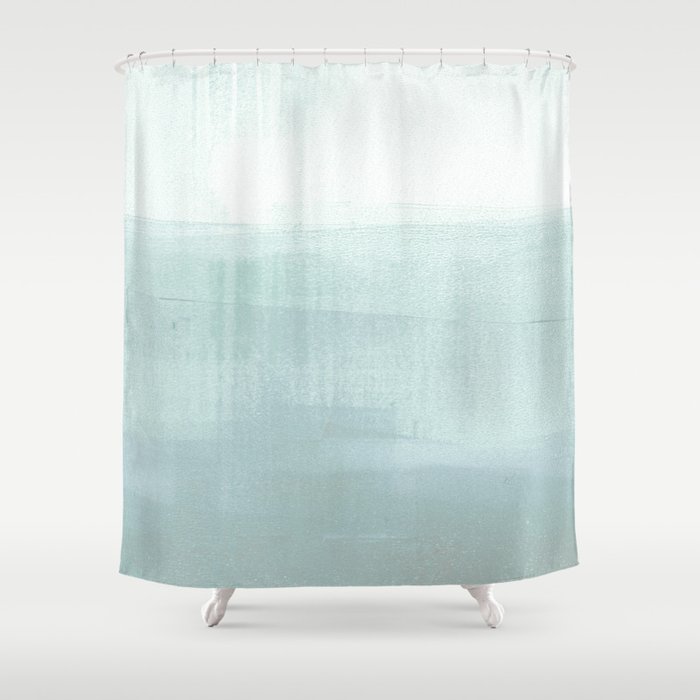 Aqua Blue Horizon Minimalist Abstract Seascape Shower Curtain