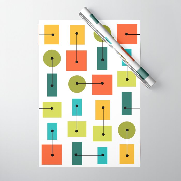 Atomic Age Simple Shapes Multicolored Wrapping Paper