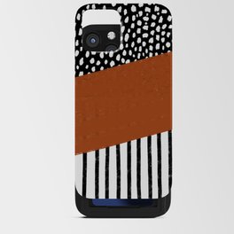 Polka Dots and Stripes Pattern (black/white/burnt orange) iPhone Card Case