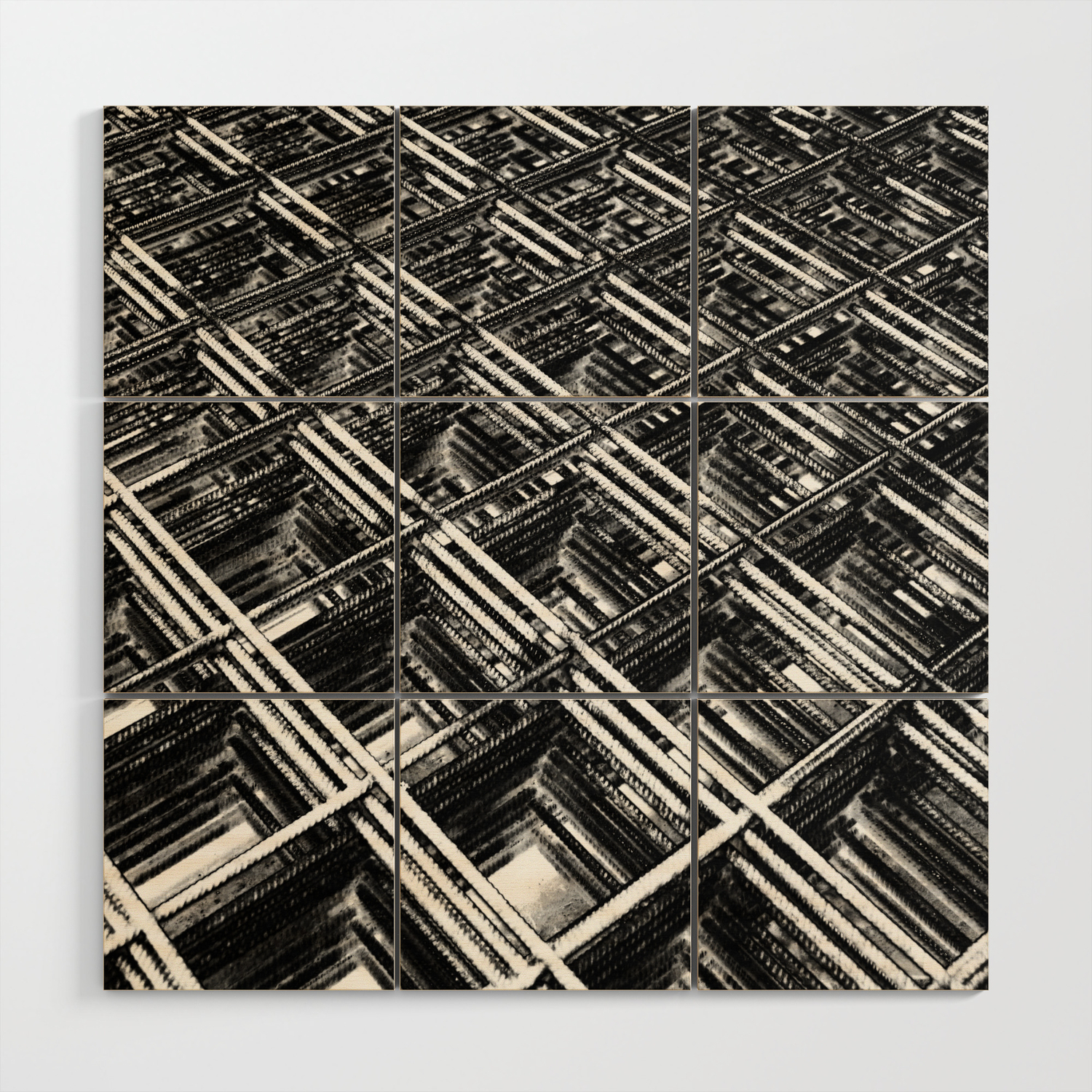 Rebar On Rebar Industrial Abstract Wood Wall Art By Kmstahlros