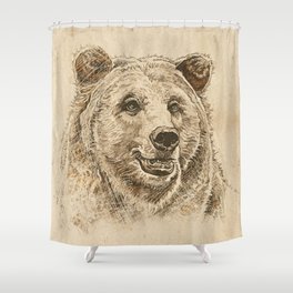 Grizzly Bear Greeting Shower Curtain