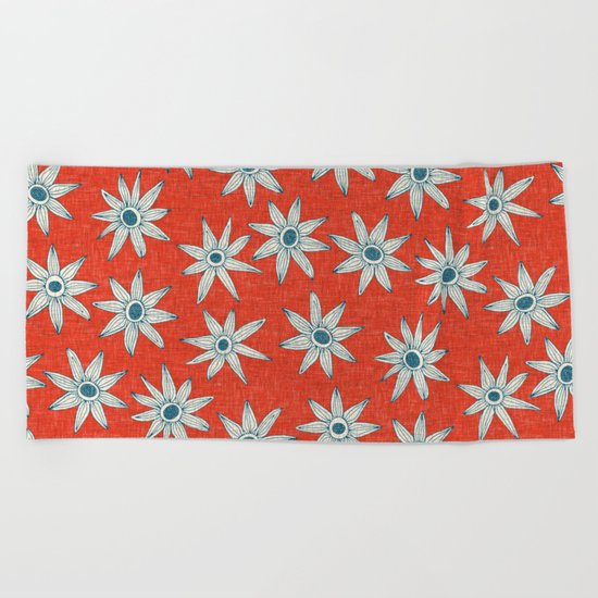 sema fire orange blue Beach Towel