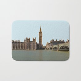 London, England Travel Artwork Bath Mat | Parliament, Riverfront, Sky, England, Bigben, Skyline, Clocktower, Waterfront, Blue, Unitedkingdom 