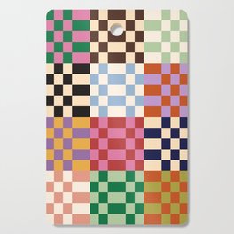 Retro 70s Colorful Patchwork Checkerboard Cutting Board